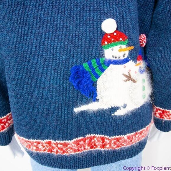 Vintage Croft & Barrow Christmas sweater with‎ 3D snowman cardinal, L - Picture 6 of 16